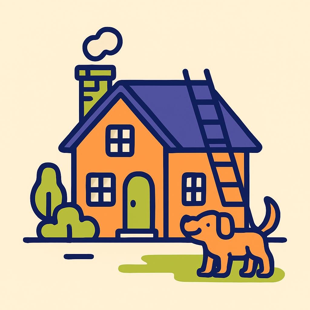 Drawing of a house with a chimney